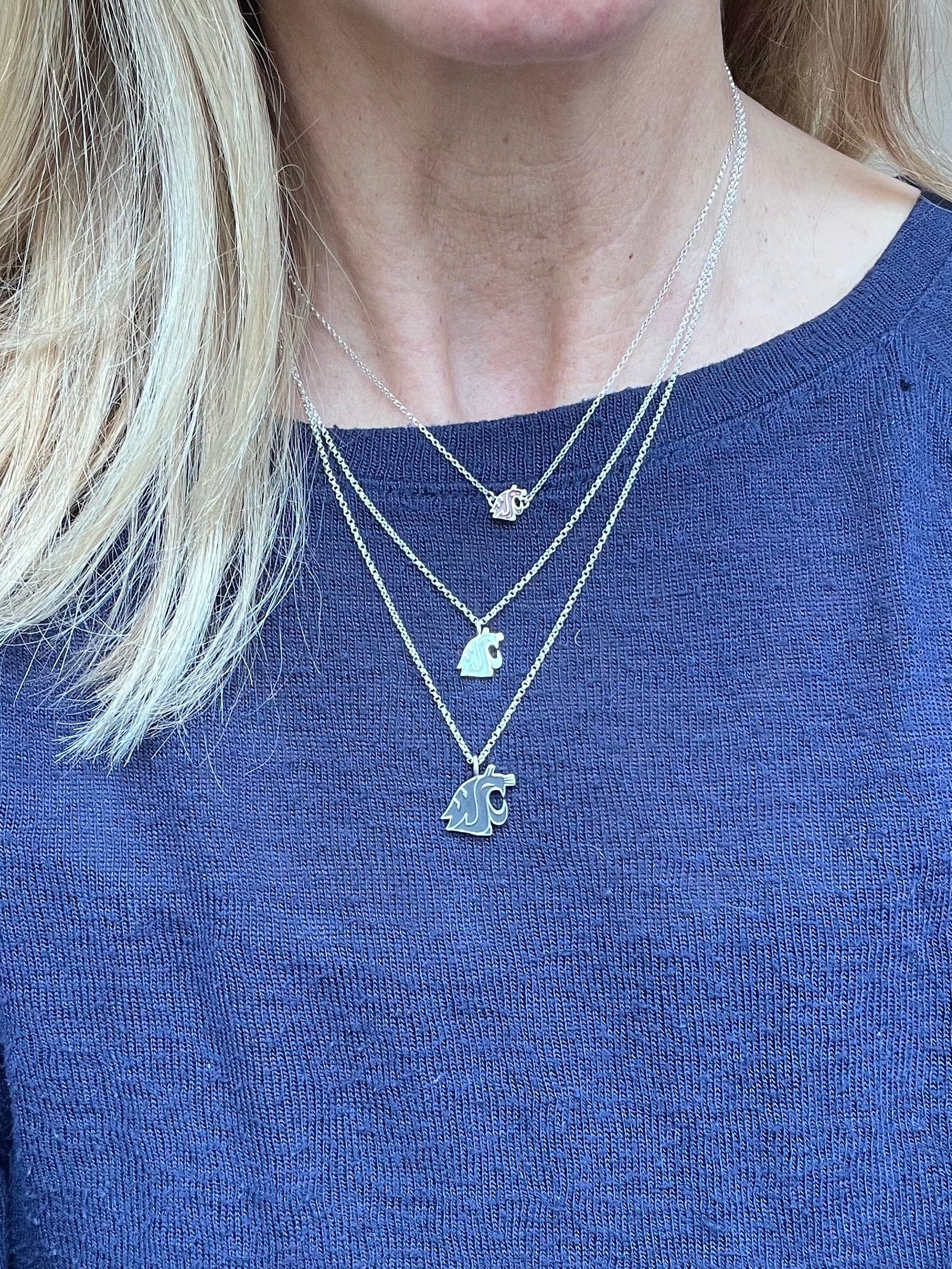 WSU College White & Gold Charm Necklace