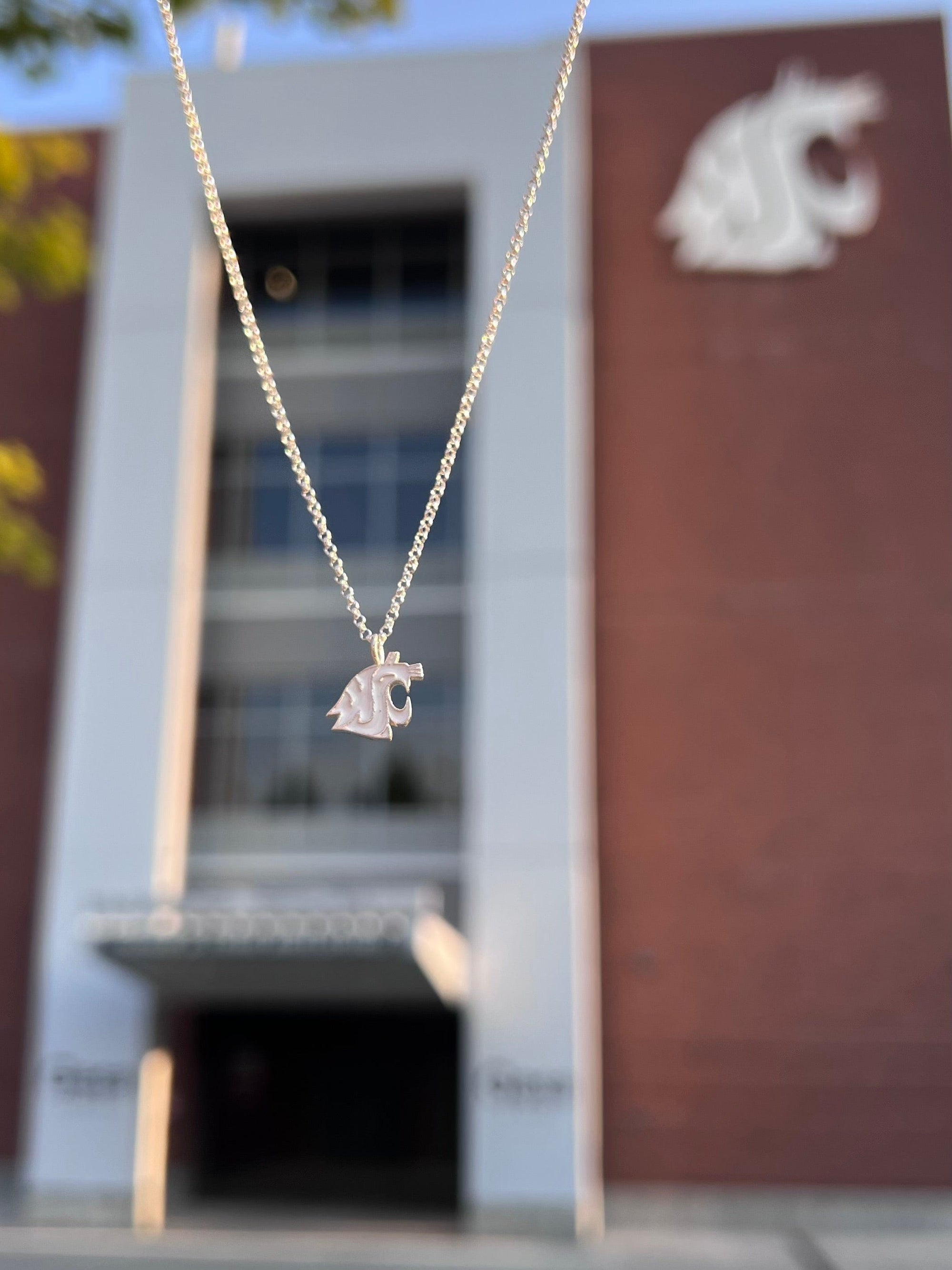 WSU Pendant Necklace College White
