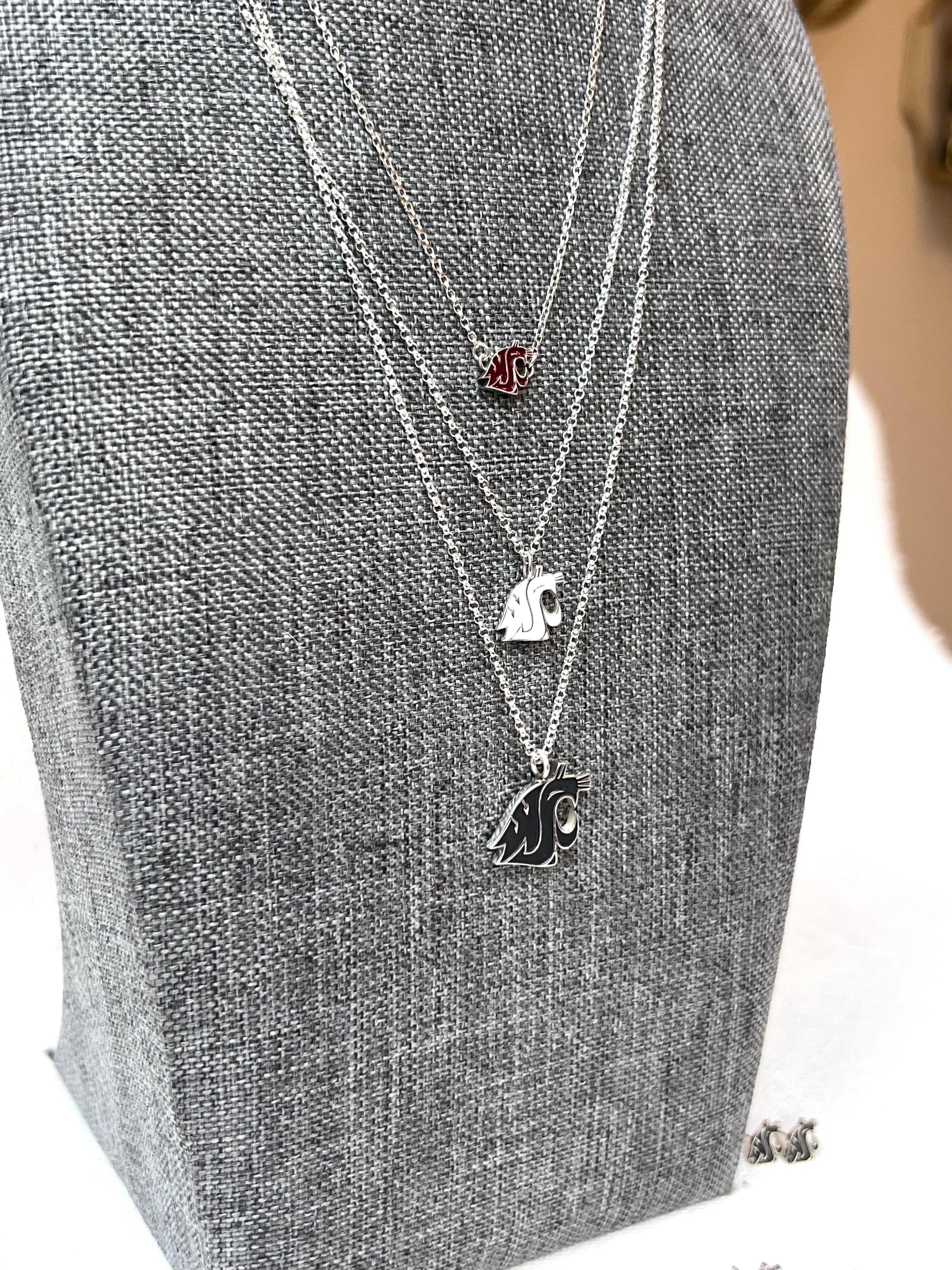 WSU Pendant Necklace College White