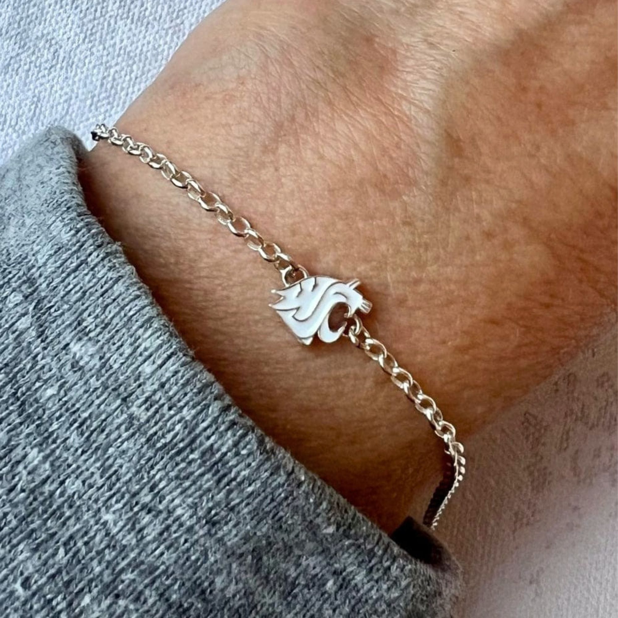 WSU College White Charm Bracelet