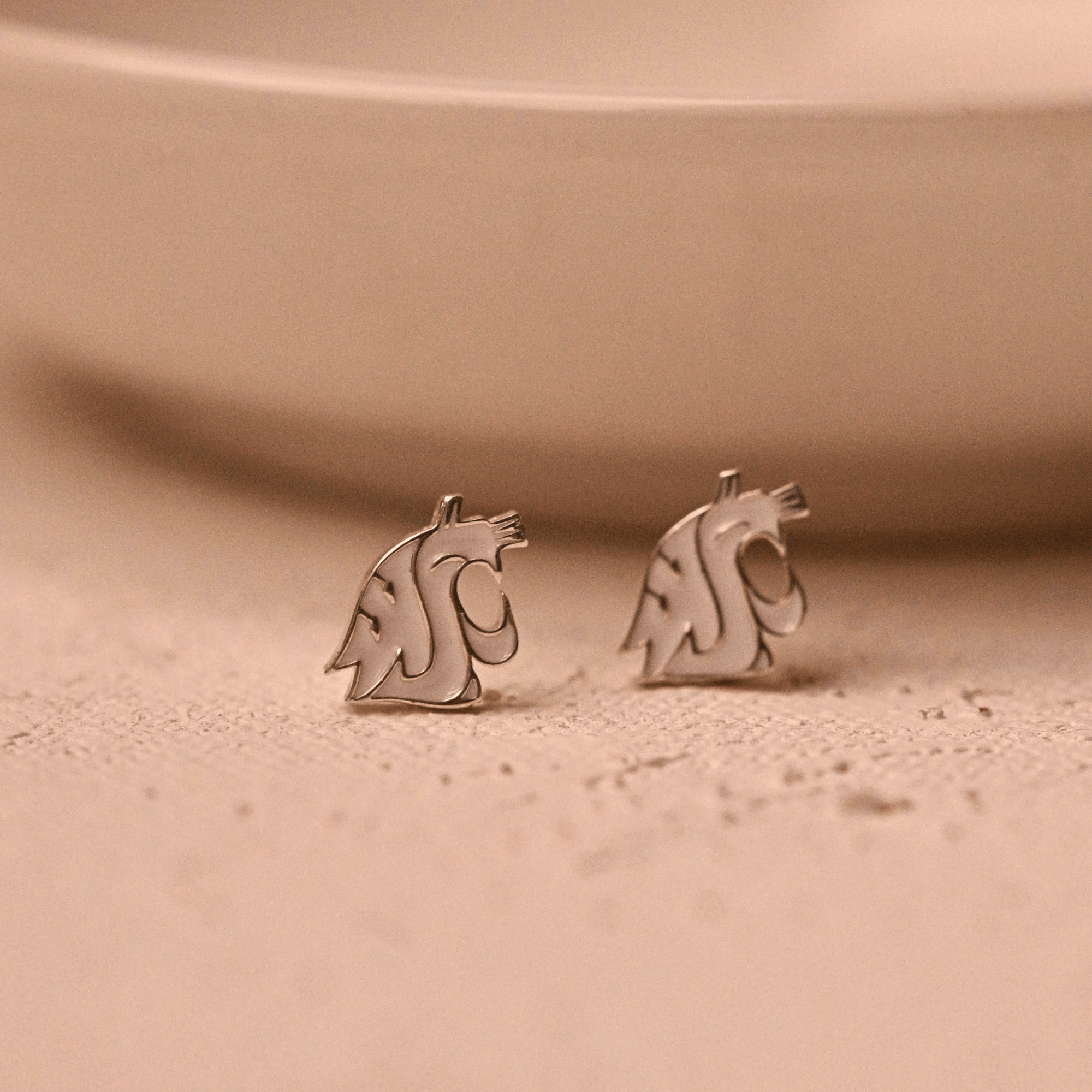 WSU College White Earrings