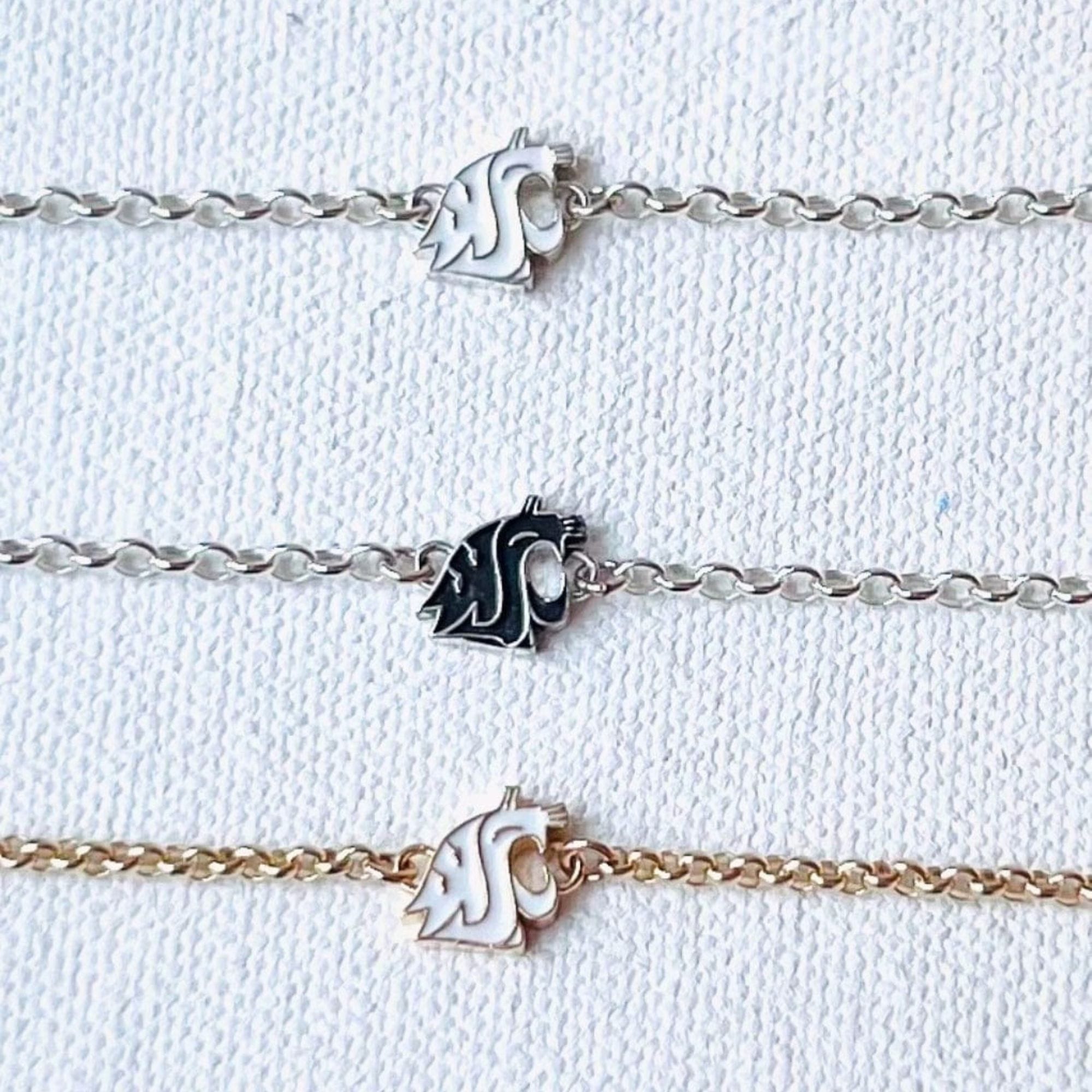 WSU College White Charm Bracelet