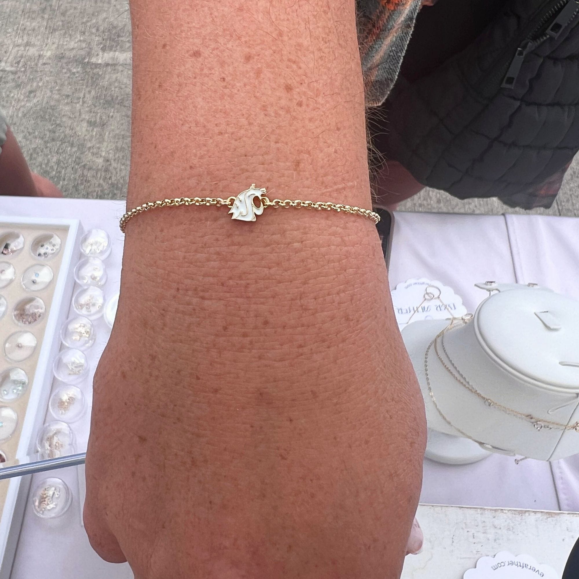 WSU College White & Gold Charm Bracelet