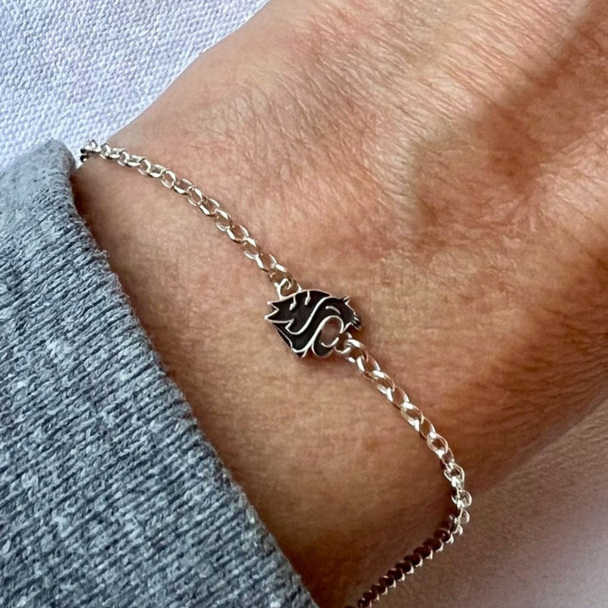 WSU Vintage Gray Charm Bracelet