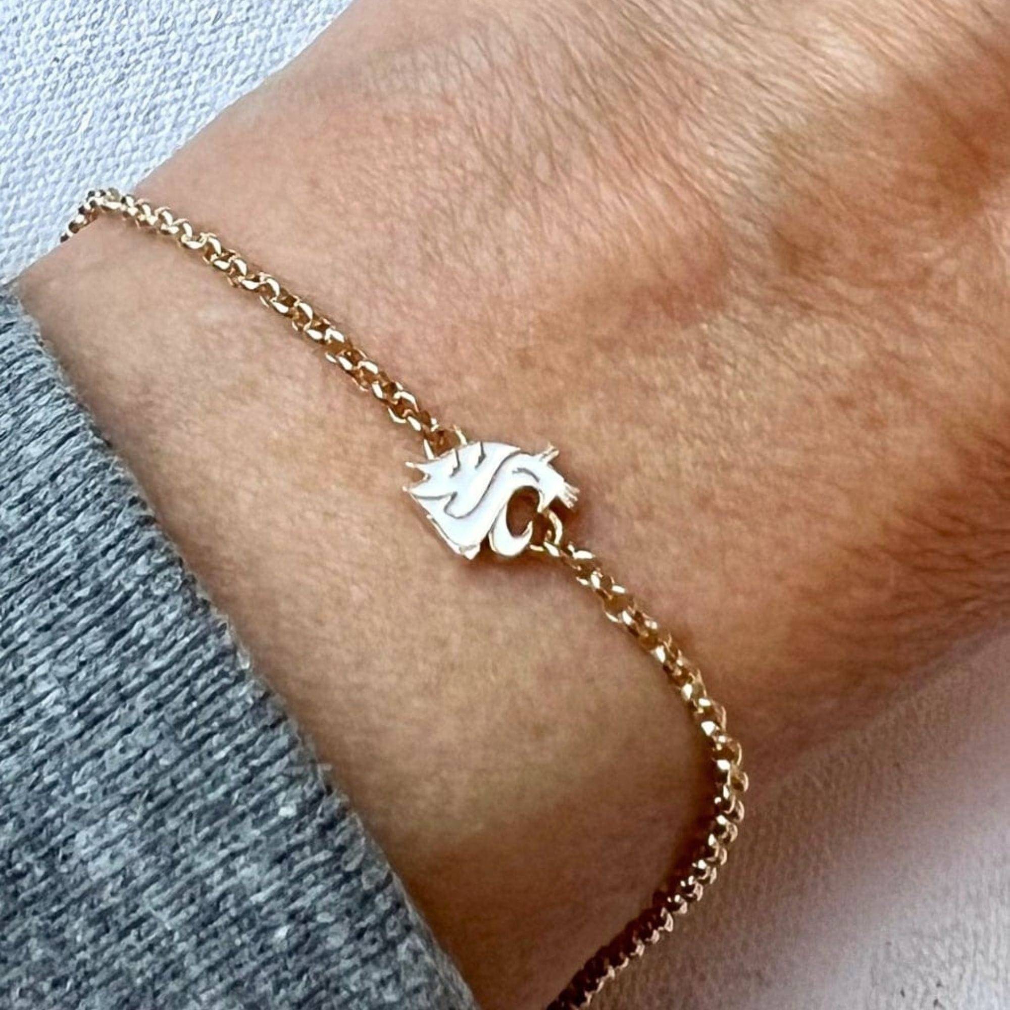 WSU College White & Gold Charm Bracelet